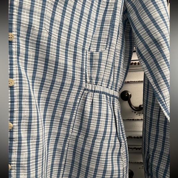 DKNY long sleeve button tan light weight button down with elastic waist size L - Picture 4 of 15